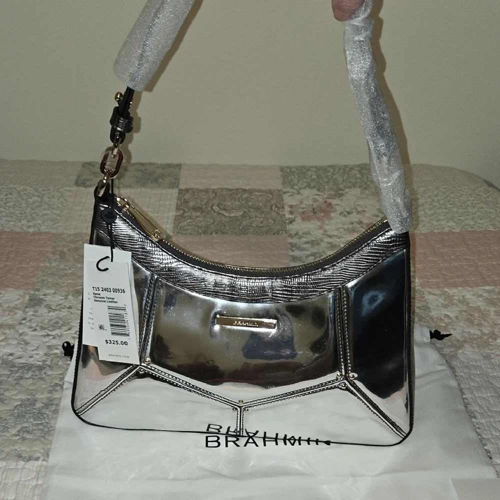 NWT Brahmin ESME Shoulder Bag In Chrome Tamar - Picture 3 of 15